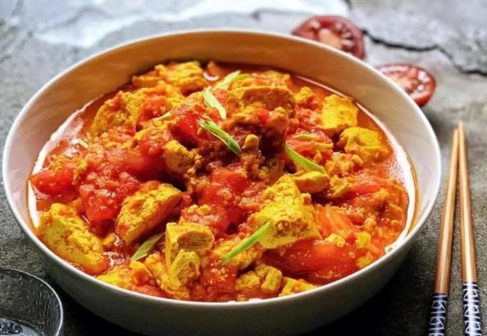 番茄炒豆腐成品